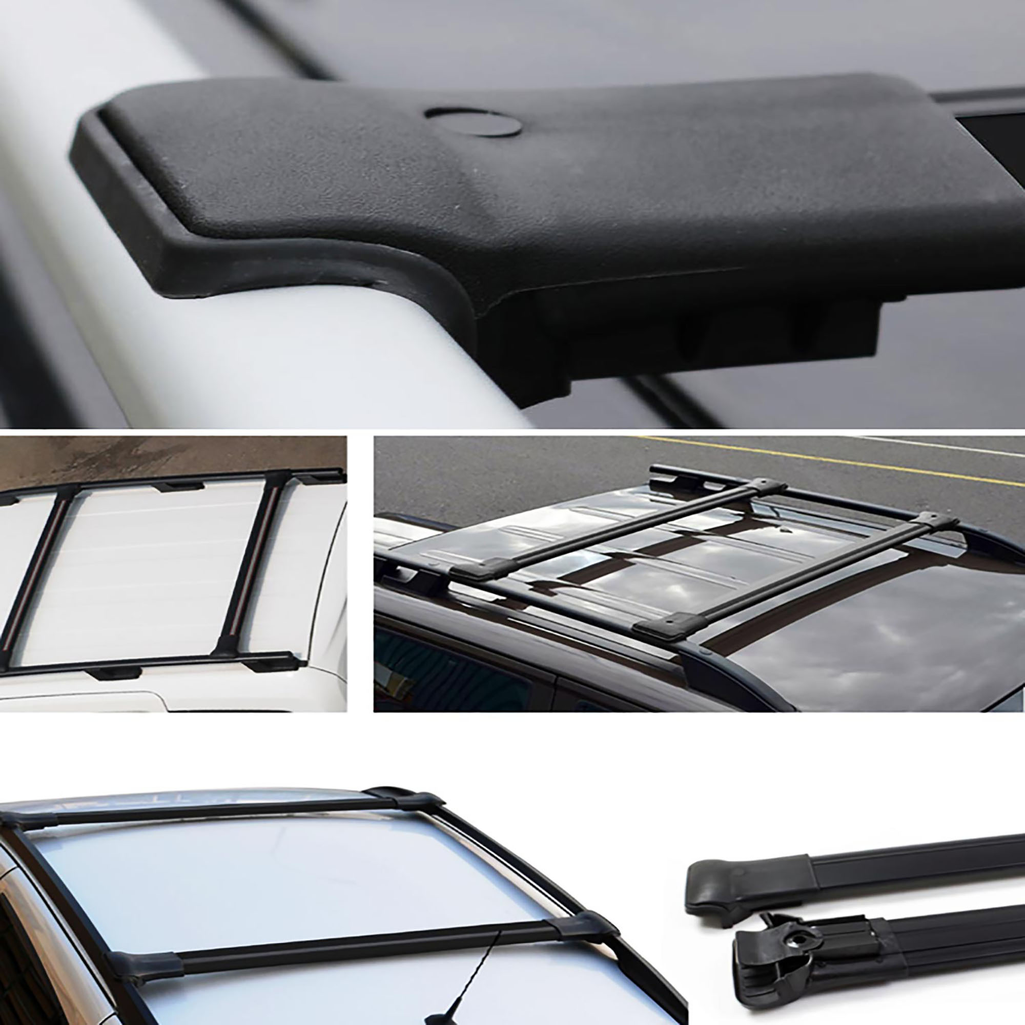 Opel Antara (2007-2015) - Ara Atkı - Elegance V1 - (2 Parça Aluminyum) - (SUV-Siyah Profil - Siyah Fitil)