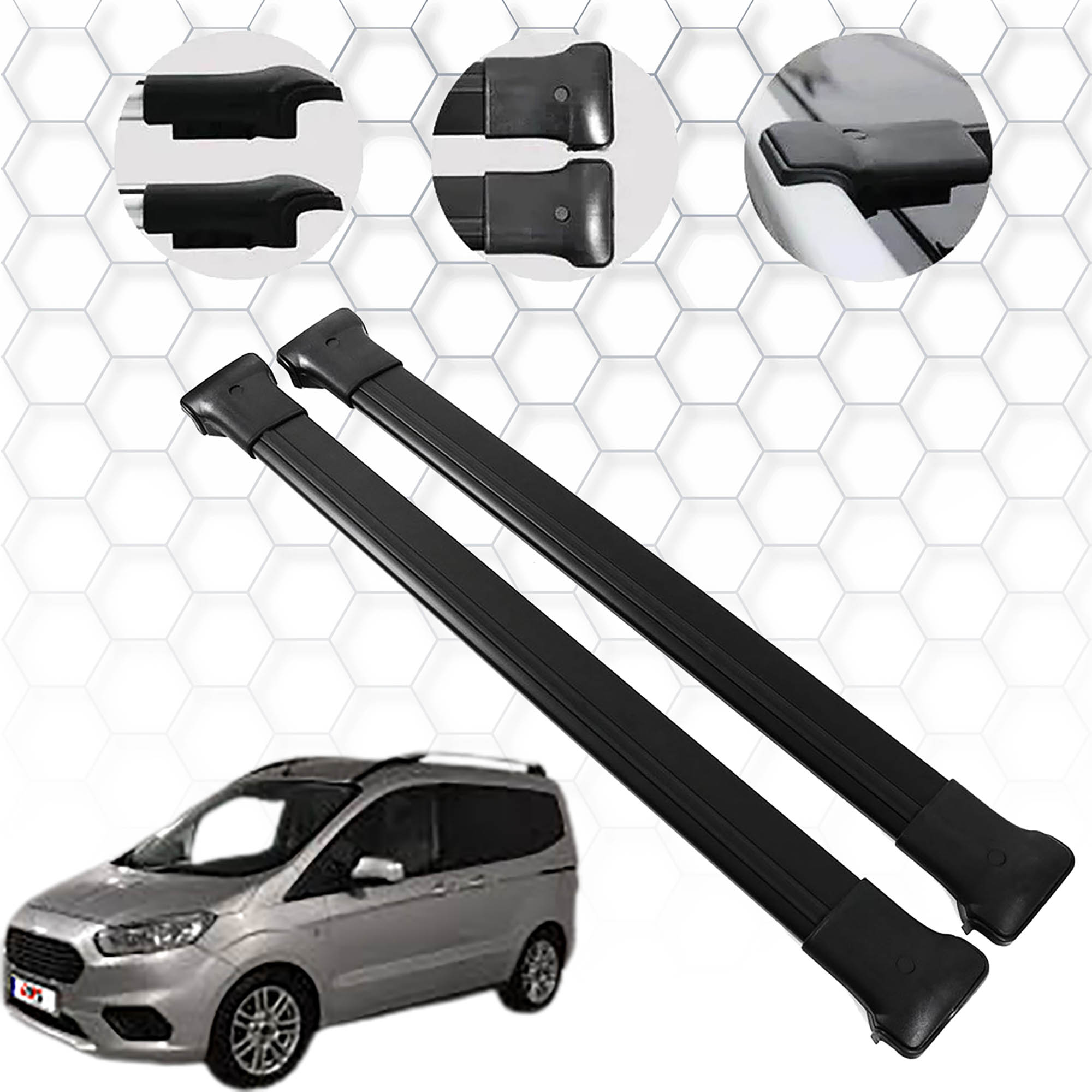 Ford Courier (2014+) - Ara Atkı - Elegance V1 - (2 Parça Aluminyum) - (Siyah)