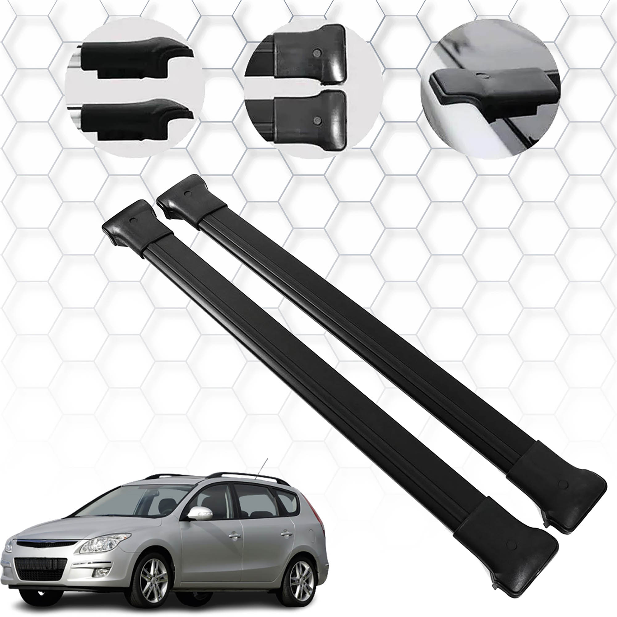 Hyundai İ30 (2002-2010) - Ara Atkı - Elegance V1 - (2 Parça Aluminyum) - (SW-Siyah)
