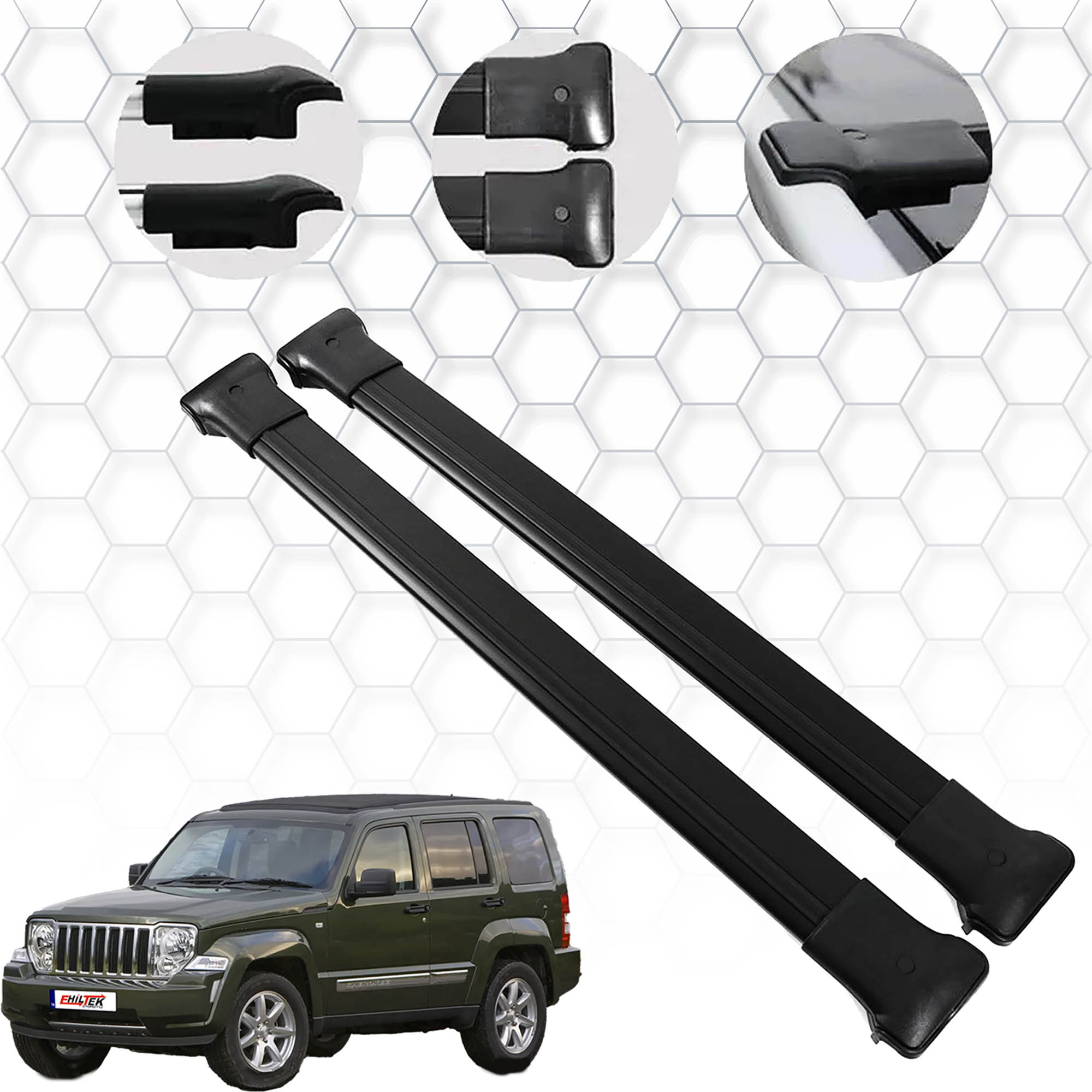 Jeep Cherokee (2008-2013) - Ara Atkı - Elegance V1 - (2 Parça Aluminyum) - (SUV-Siyah)
