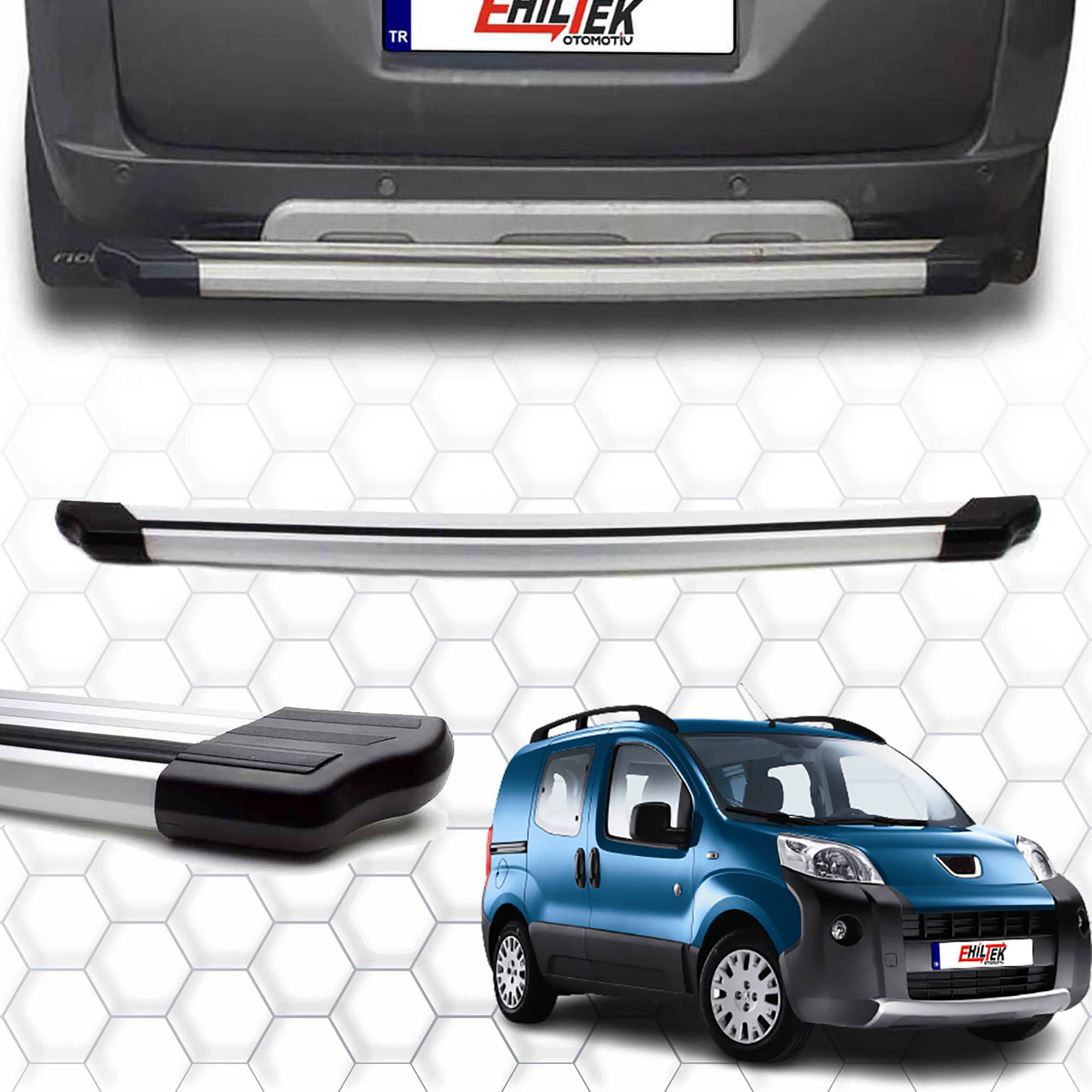 Peugeot Bipper (2008+) - Arka Koruma - Elegance - (Aluminyum) - (Mini Van-Lav-Aluminyum)
