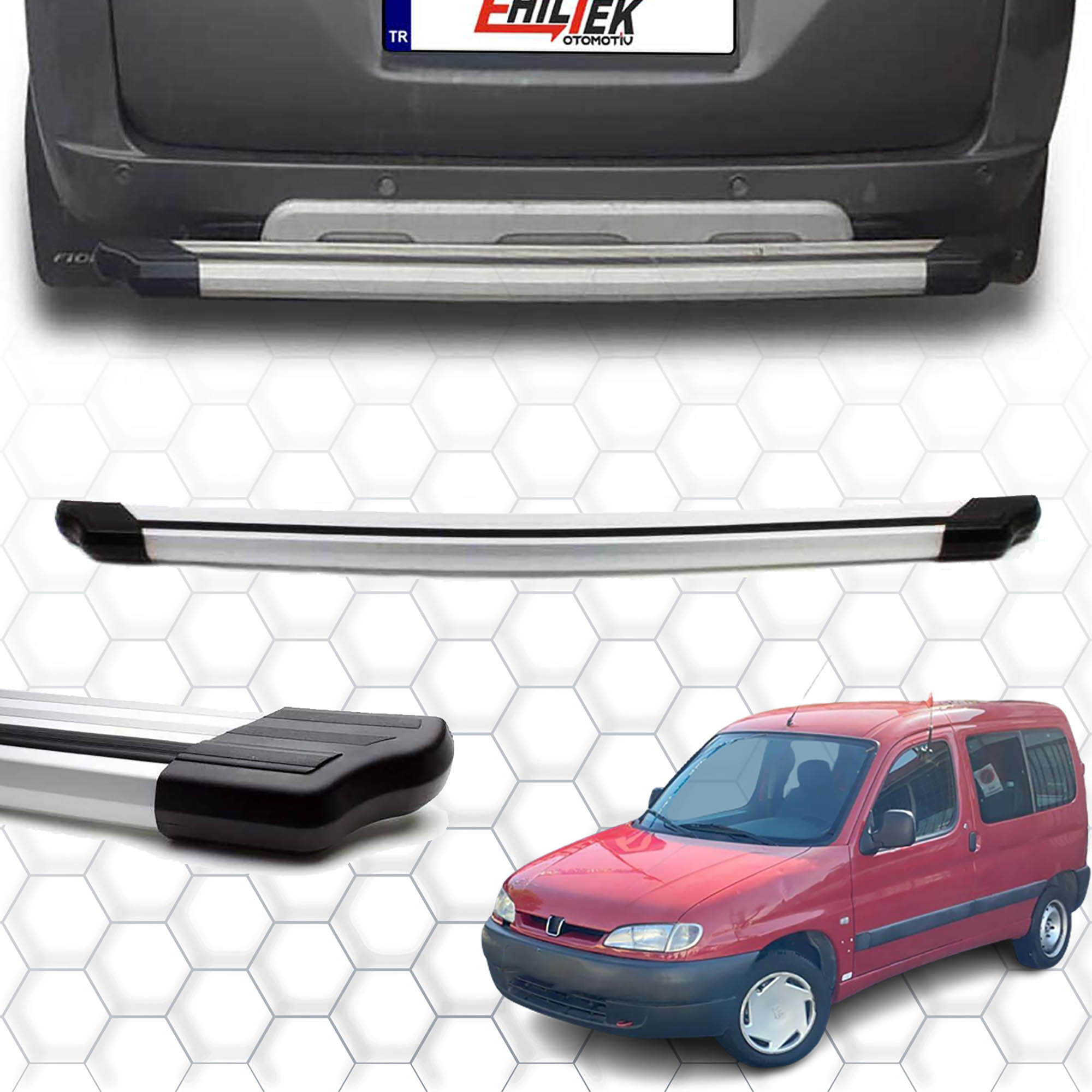 Peugeot Partner (1998-2008) - Arka Koruma - Elegance - (Aluminyum) - (MİNİ VAN-Aluminyum)