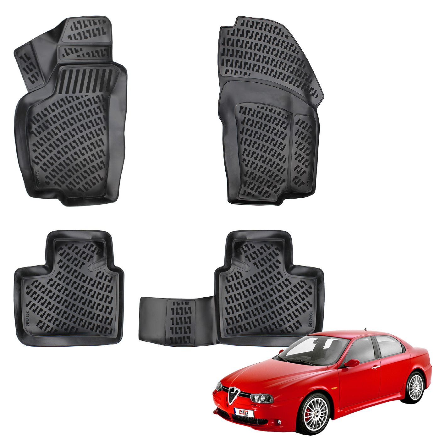 Alfa Romeo 156 (1997-2007) Kauçuk Paspas - (Siyah)