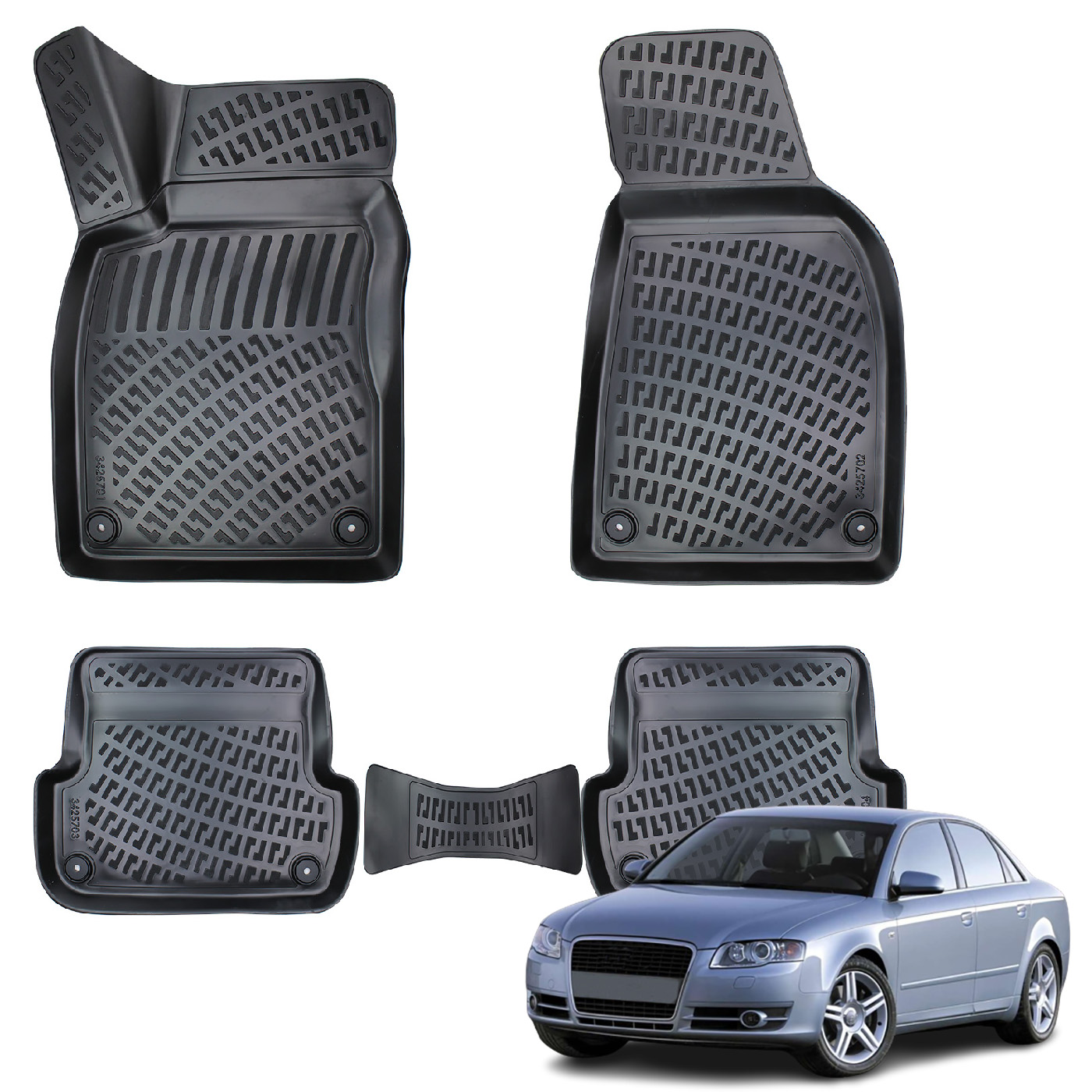Audi A4 (2004-2008) Kauçuk Paspas (B7) - (Siyah)