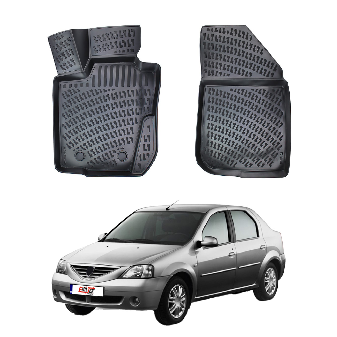 Dacia Logan (2004-2012) Kauçuk Paspas (Panelvan) - (Ön 2 Parça) - (Siyah)