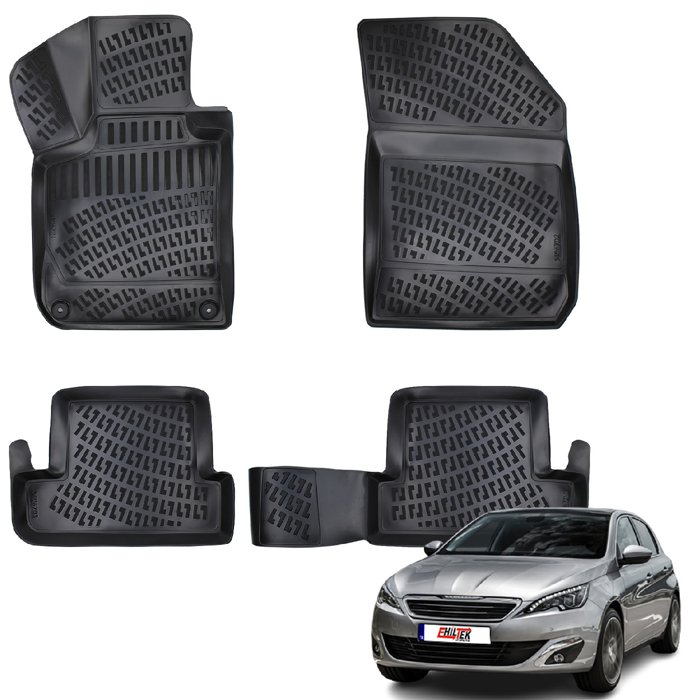 Peugeot 308 (2013-2021) Kauçuk Paspas - (Siyah)
