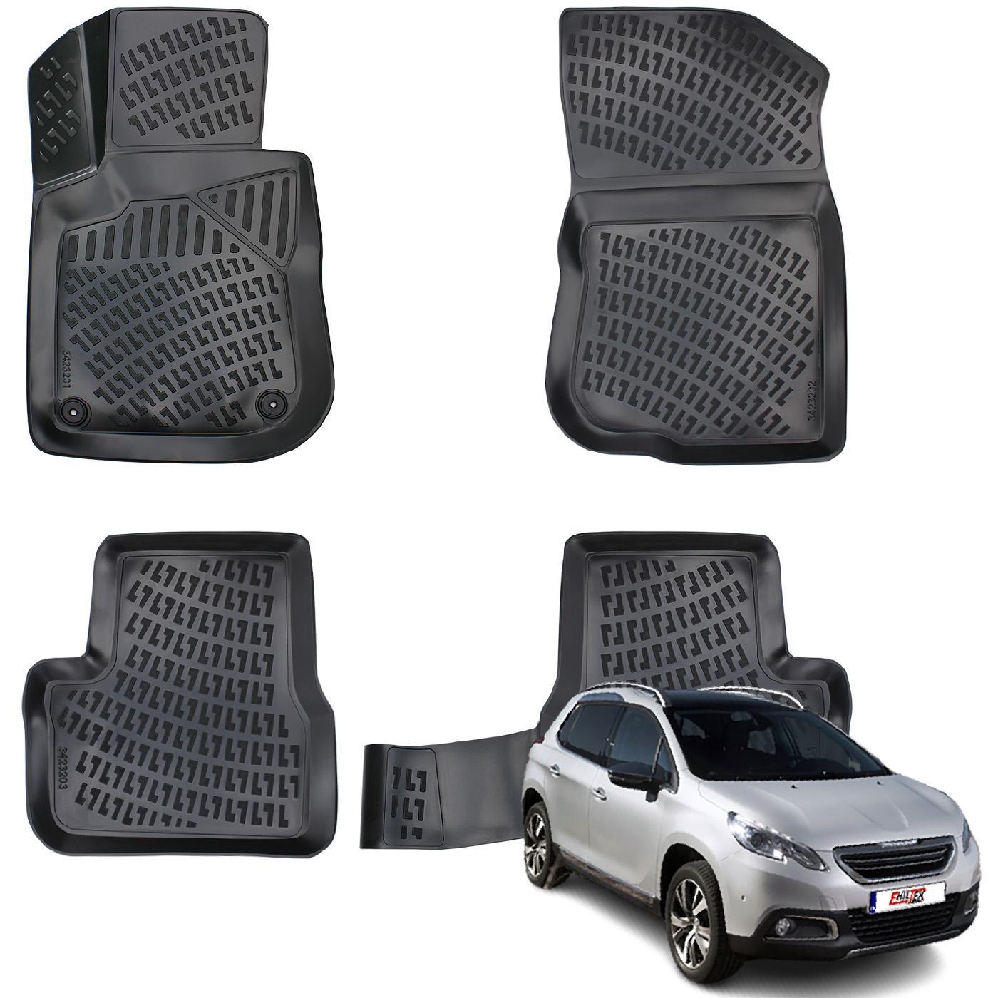 Peugeot 2008 (2013-2019) Kauçuk Paspas - (Siyah)