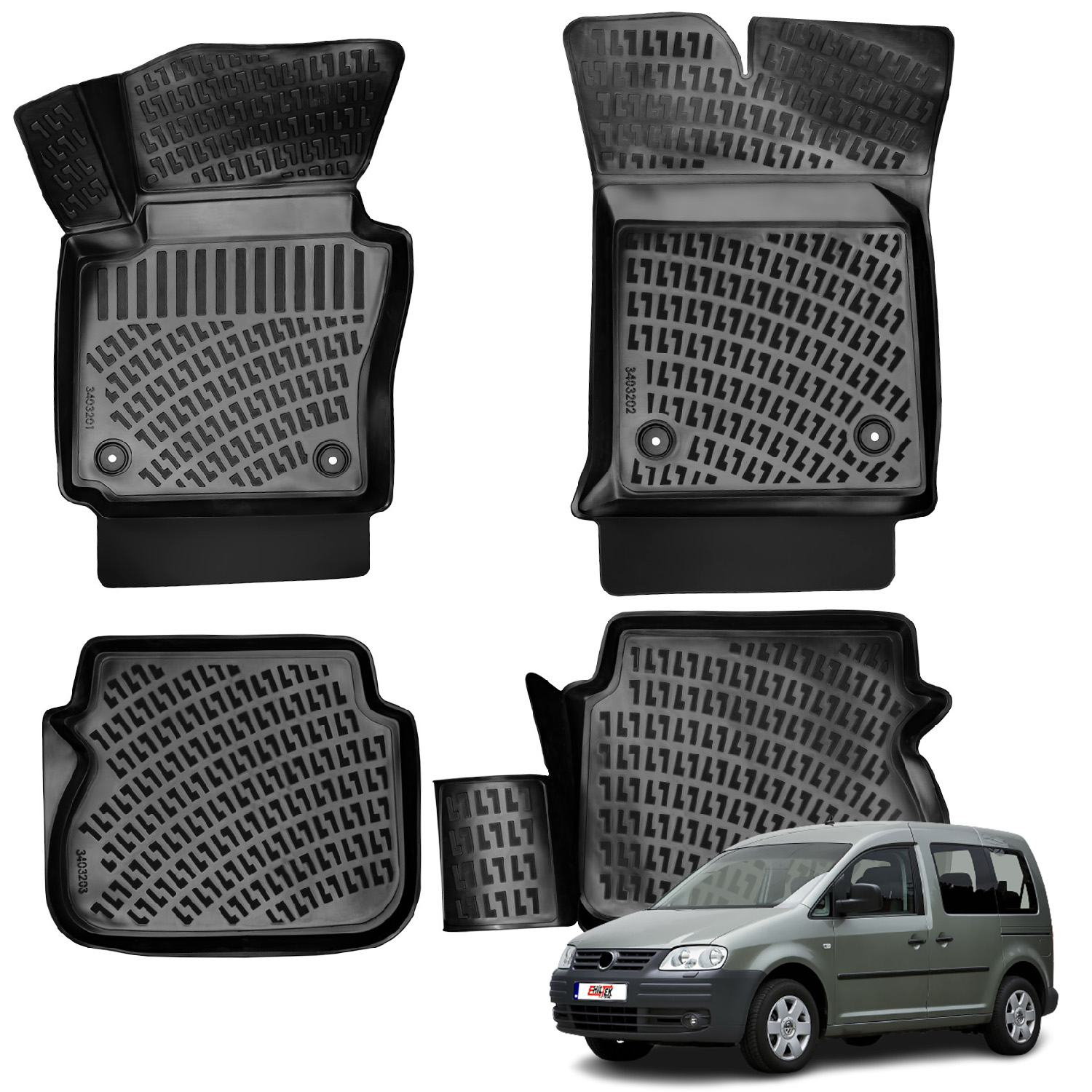 Volkswagen Caddy (2003-2010) Kauçuk Paspas - (Siyah)