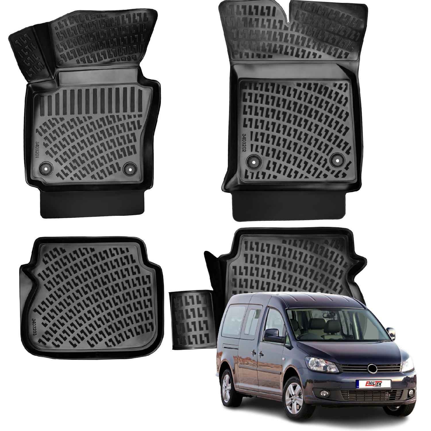 Volkswagen Caddy (2010-2015) Kauçuk Paspas - (Siyah)
