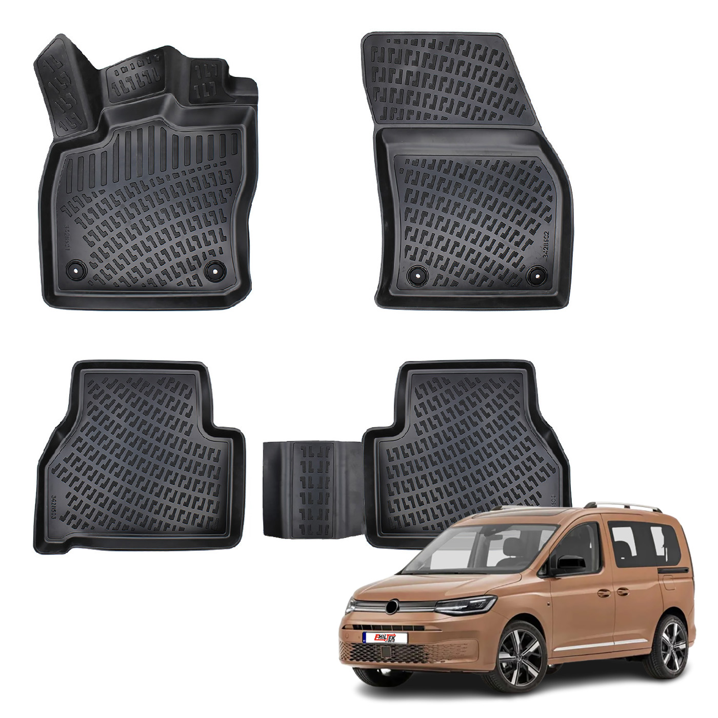 Volkswagen Caddy (2020+) Kauçuk Paspas - (Siyah)