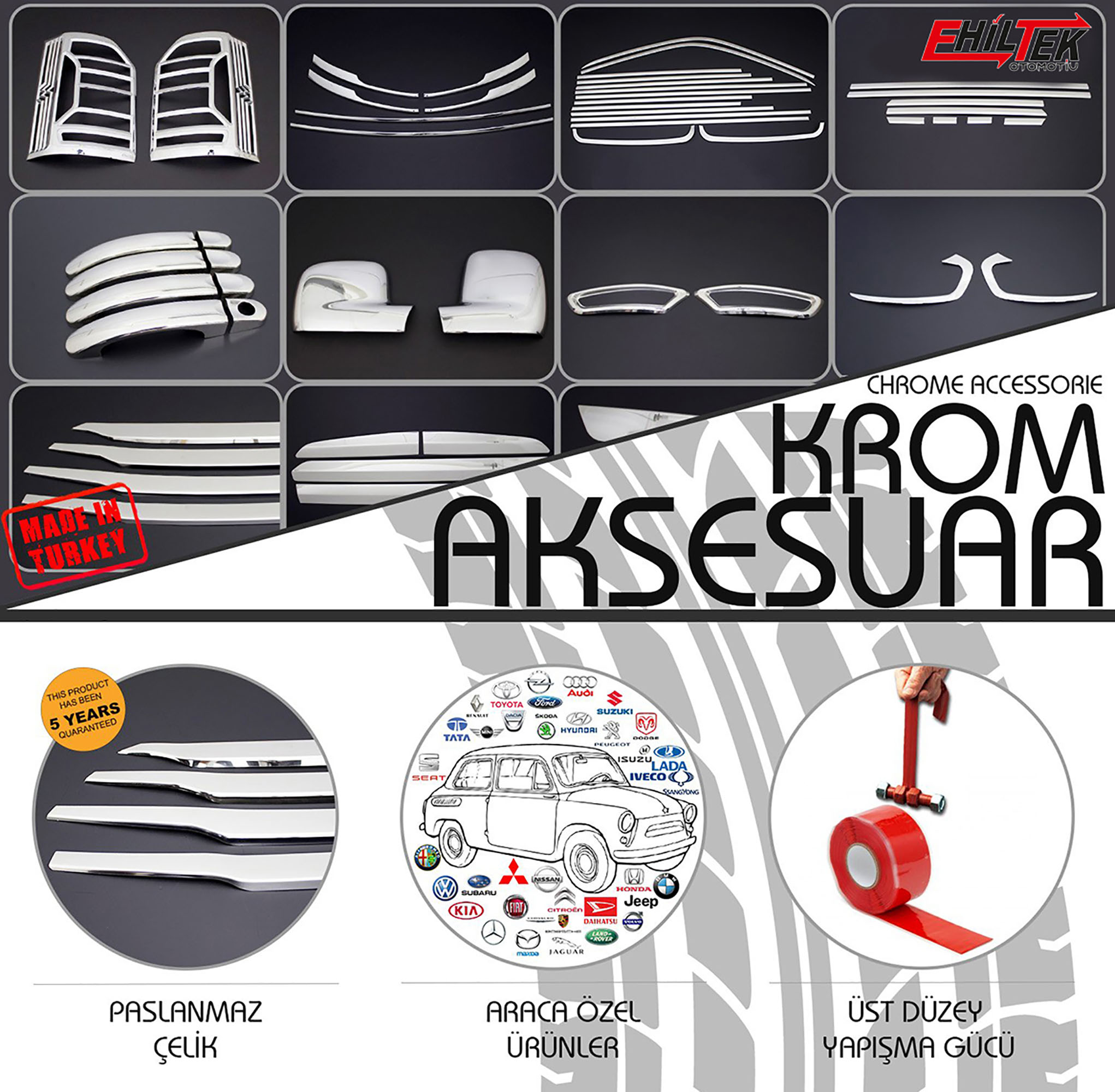 Skoda Roomster (2006-2015) - Kapı Eşiği - (4 Parça Abs Krom) - (Sport Yazılı)