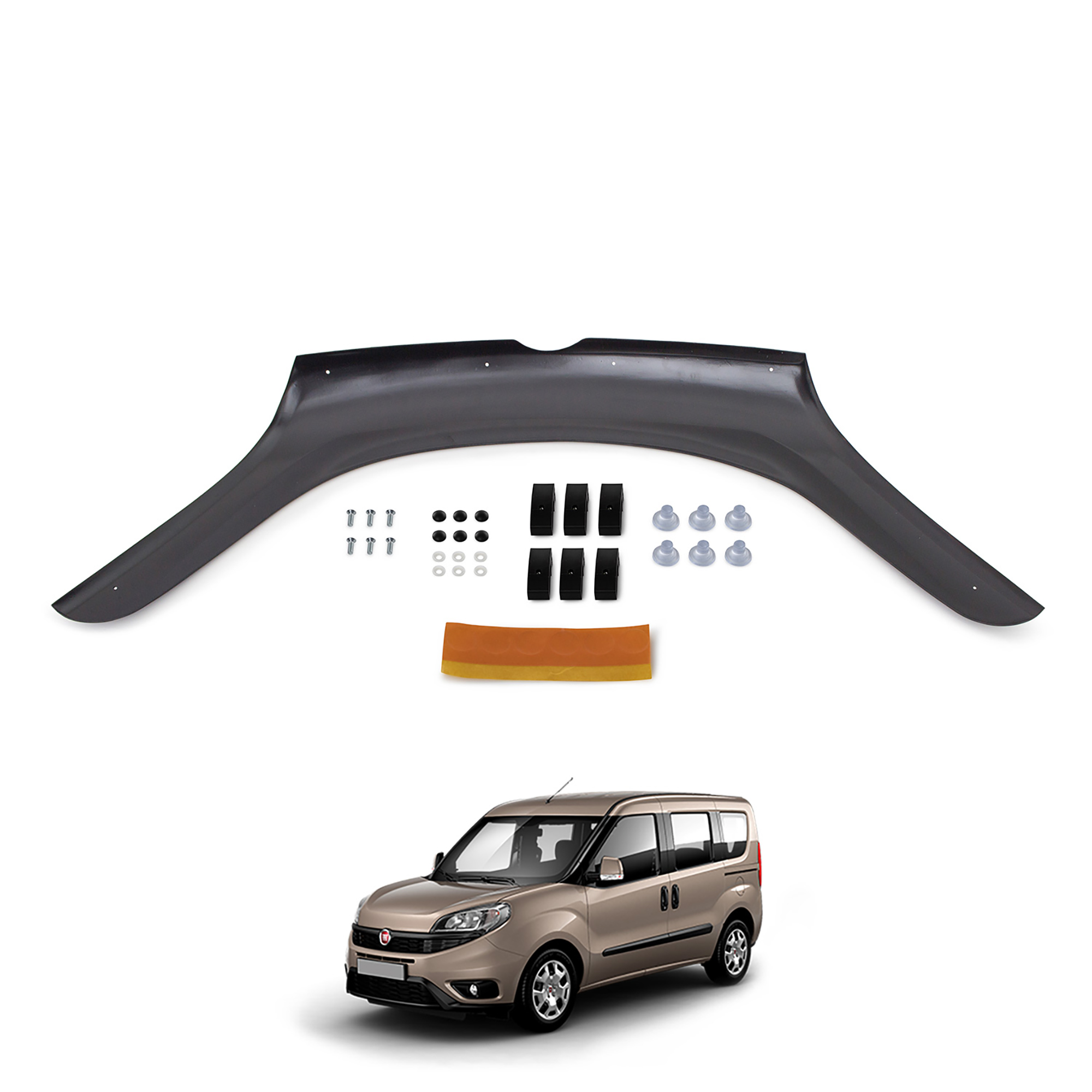 Fiat Doblo (2015+) - Ön Kaput Rüzgarlığı - (1 Parça ABS Plastik) - (TİCARİ-4 mm)