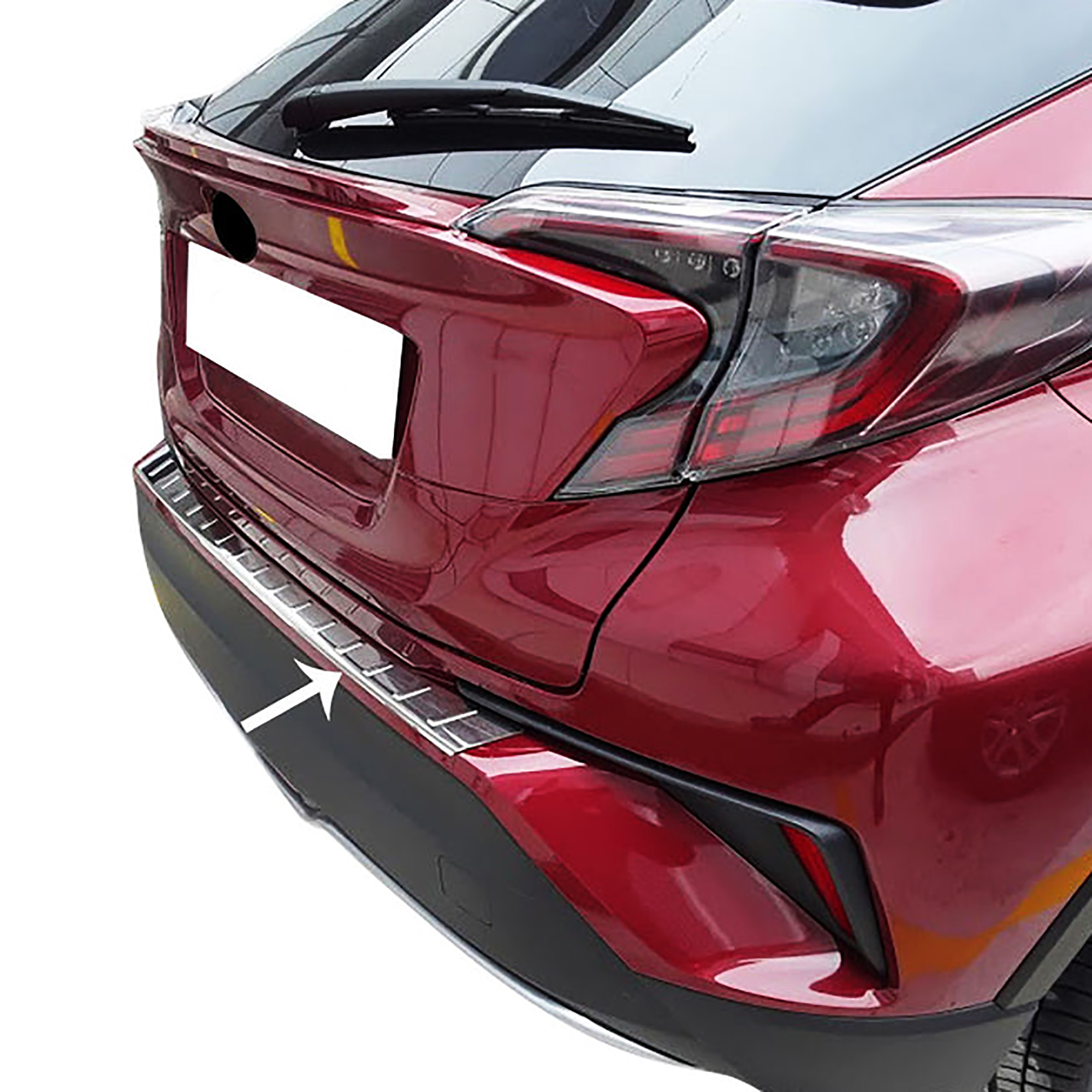 Toyota Ch-R (2016+) - Arka Tampon Eşiği - (1 Parça P. Çelik) - (Taşlı - Mat)