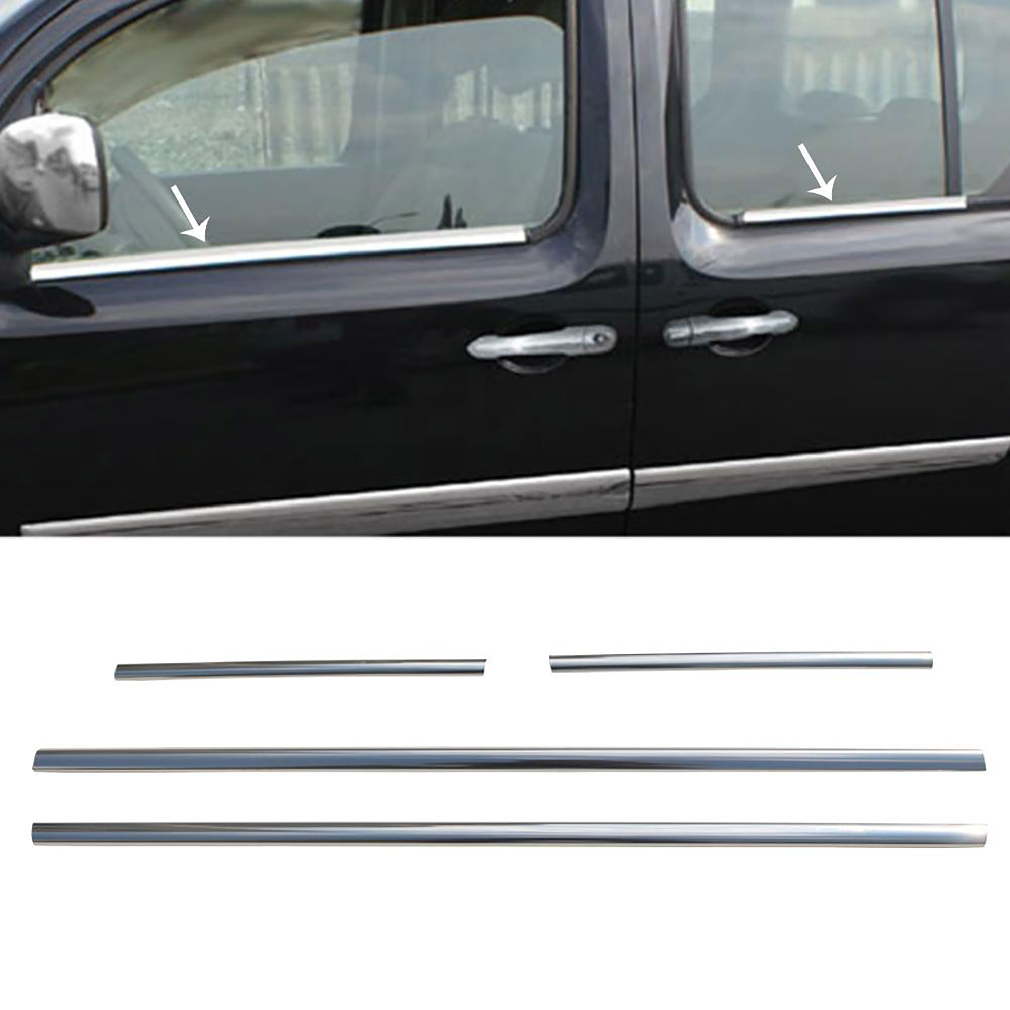Mercedes Citan (2013+) - Cam Çıtası - (4 Parça P. Çelik) - (PANEL VAN-LAV)